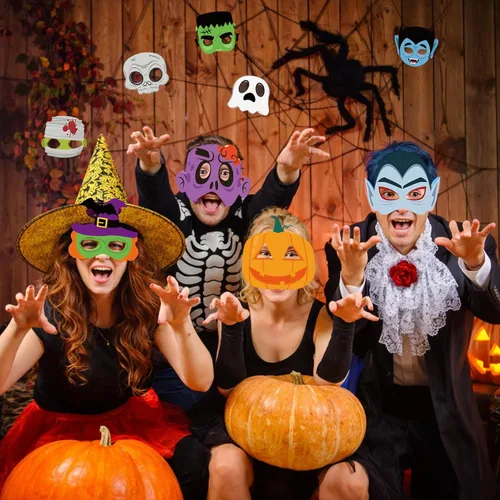 Miniatura 6 de Lenwen 16 máscaras para colorear de Halloween, manualidades, colorea tus propias máscaras de Halloween, kits de manualidades de papel para trucos