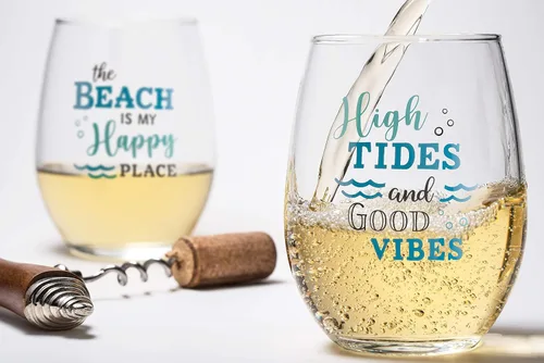 Miniatura 5 de Lillian Rose Beach Life - Juego de copas de vino, 4.75", transparente (Modelo: G142 TB)