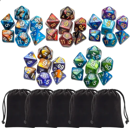 Miniatura 2 de CiaraQ Juego de dados poliédricos con bolsas negras, compatible con juegos de mesa de Dungeons and Dragons DND RPG MTG