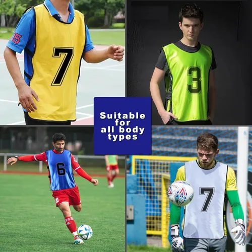 Miniatura 6 de Augctoer Numbered Soccer Pinnies - Chalecos de entrenamiento, baberos de práctica en equipo Scrimmage para adultos y jóvenes, paquete de 6 Naranja