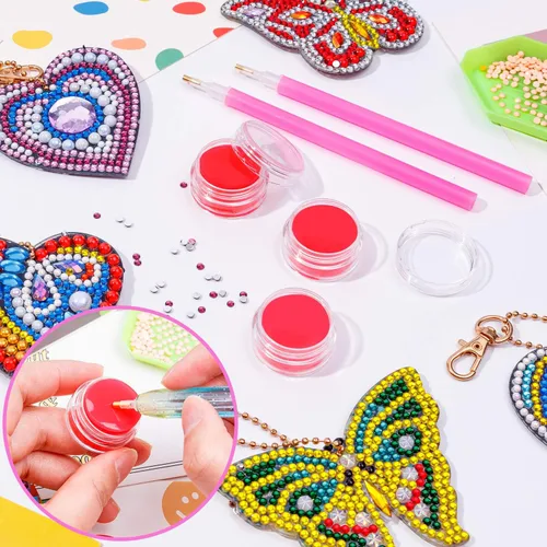Miniatura 3 de 20 piezas de repuesto de cera de arte de diamante, pegamento rojo, cera de arte de diamante con 10 cajas de almacenamiento de arcilla para pintura