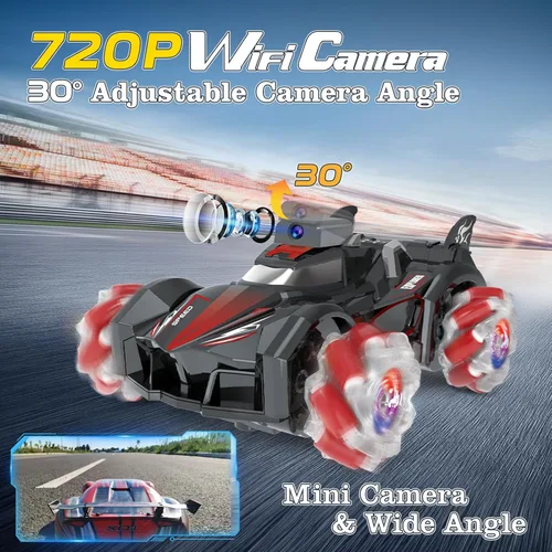 Miniatura 3 de Yasola Auto RC con cámara para niños, control remoto giratorio de 360° de alta velocidad, vehículo de acrobacias de juguete para niños y niñas