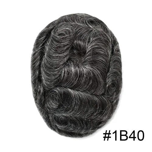 Miniatura 2 de Unidades de cabello para hombres invisibles de repuesto de poliuretano para hombre, piel ultrafina, 0.002 in, tupé atado a mano, cabello humano
