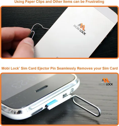 Miniatura 5 de Mobi Lock Herramienta de extracción de bandeja de tarjeta SIM de 10 piezas compatible con todos los teléfonos inteligentes y tabletas, iPhones