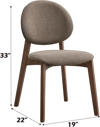 Miniatura 3 de Acme Hadasa - Silla auxiliar de lino y madera en color marrón y nogal (juego de 2)