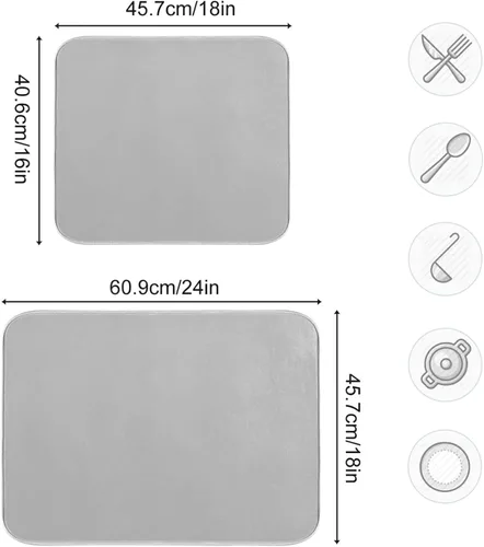 Miniatura 56 de Tapete rojo para secar platos pequeños, accesorios de cocina, tapete escurridor de platos de microfibra, resistente al calor, 16 x 18 pulgadas