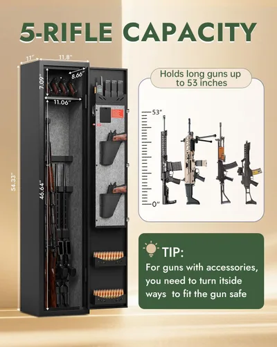 Miniatura 2 de Karini 5 cajas fuertes para rifles Caja fuerte para rifles y pistolas Caja fuerte para rifles de acceso rápido para el hogar Gabinetes de armas