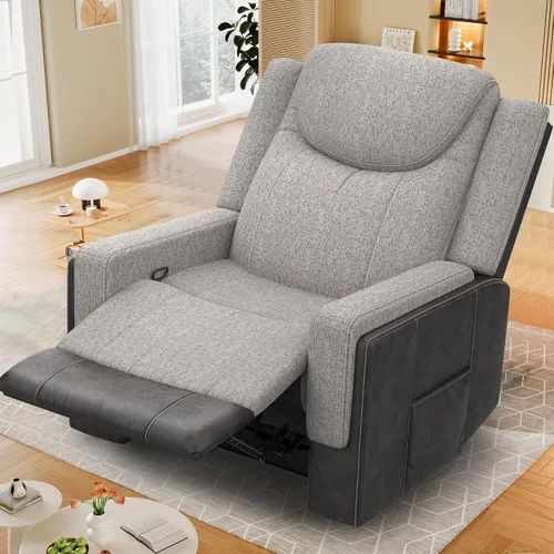 Miniatura 23 de Dresegmt Sofá reclinable, 2 vías multifunción manual de 3 plazas con portavasos, almacenamiento y puertos USB, moderno sofá multifuncional, sofá