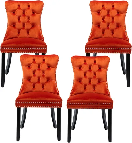 Miniatura 46 de Silla de comedor copetuda moderna de terciopelo para comedor, sillas de comedor tapizadas con remache de clavo, anillo trasero para cocina, comedor