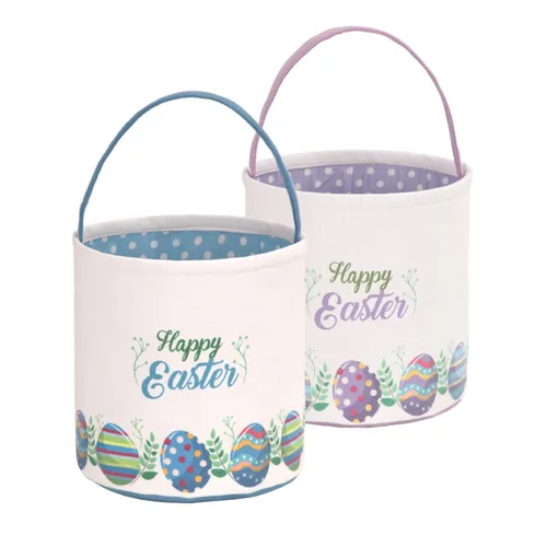 Miniatura 17 de LessMo - Canasta de conejito para huevos de Pascua, color púrpura, bonita, personalizable, de lona y algodón, canasta para búsqueda de huevos