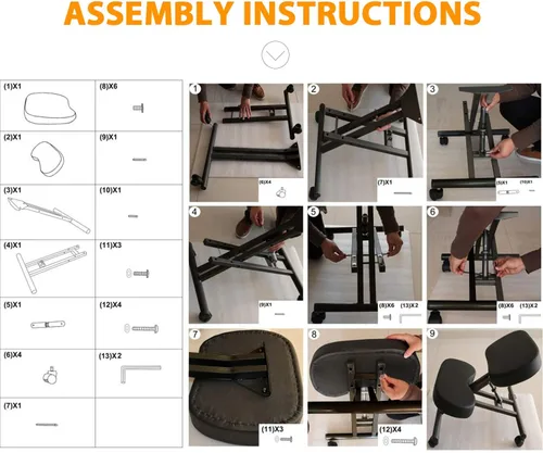 Miniatura 7 de Himimi Silla ergonómica para arrodillarse, piel sintética, cojines gruesos y cómodos de espuma moldeada, ruedas de freno, taburete ajustable