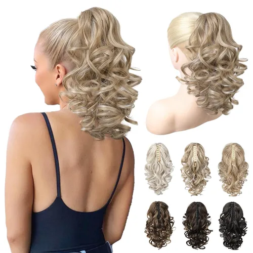 Miniatura 10 de REECHO Extensión de Cola de Caballo de 12", Clásica Suelta Rizada Ondulada con Clip de Garra, Extensiones de Cabello de Colas de Caballo para Mujer