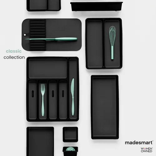 Miniatura 6 de madesmart Tapete para cuchillo, organizador compacto de ranura de agarre suave para 5 cuchillos, inserto de cajón antideslizante que protege