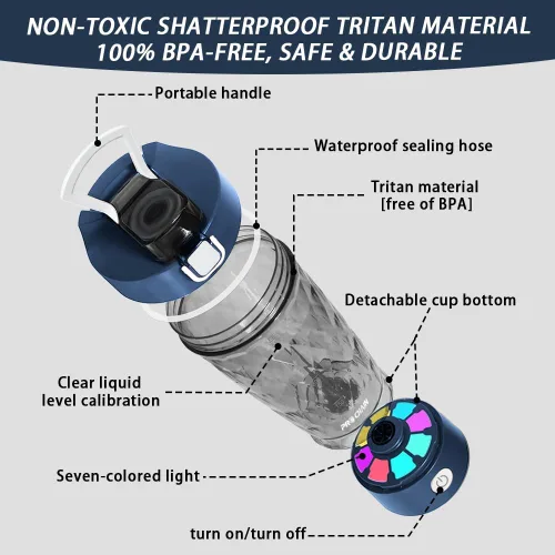 Miniatura 2 de PROCHAIN Botella agitadora eléctrica de proteínas, mezclador de batidos de proteínas, taza de mezcla automática portátil para preentrenamiento, Azul