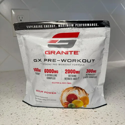 Miniatura 2 de Granite GX - Suplemento para antes del entrenamiento, sabor de poder ácido, apoya la concentración, la energía y el rendimiento con teacrina