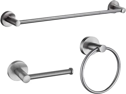 Juego de accesorios de baño de 3 piezas montados en la pared, el juego de accesorios de baño incluye soporte para papel higiénico, anillo de toalla,
