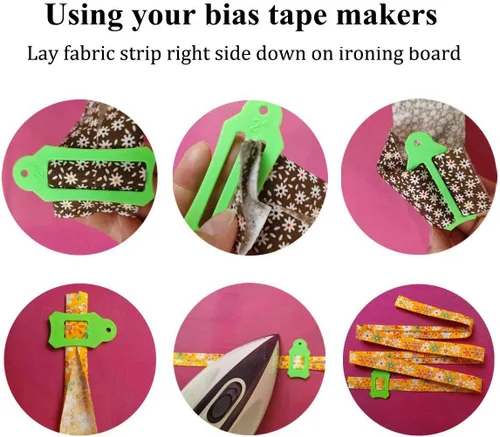 Miniatura 2 de HONEYSEW Juego de 15 herramientas para hacer cintas al bies de tela, para coser y acolchar, viene con 40 piezas de alfileres de acolchado