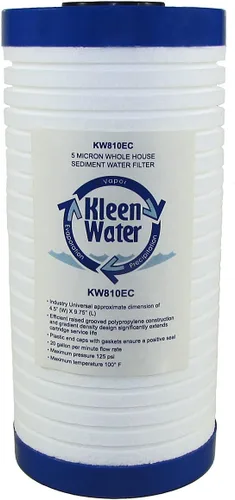 KleenWater KW810EC Cartucho de repuesto para filtro de agua de sedimentos para toda la casa, 5 micras, 4.5 x 9.875 pulgadas (1 paquete)