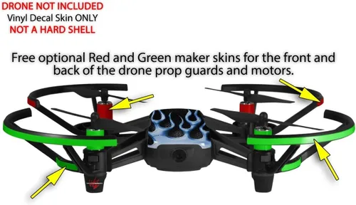 Miniatura 3 de Skin Decal Wrap 2 Pack para DJI Ryze Tello Drone Metal Flames Blue Drone No Incluido