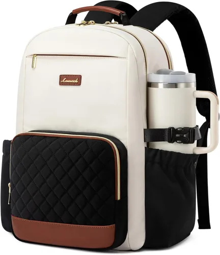 Miniatura 56 de LOVEVOOK Mochila para laptop para mujer con bolsillo para taza de gran capacidad, bolsa de computadora portátil de 15.6 pulgadas, mochila de viaje