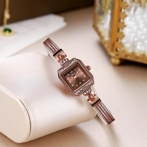 Miniatura 3 de Gosasa Reloj retro clásico cuadrado para mujer, números arábigos, esfera elegante, resistente al agua, pulsera de cuarzo, fácil de leer