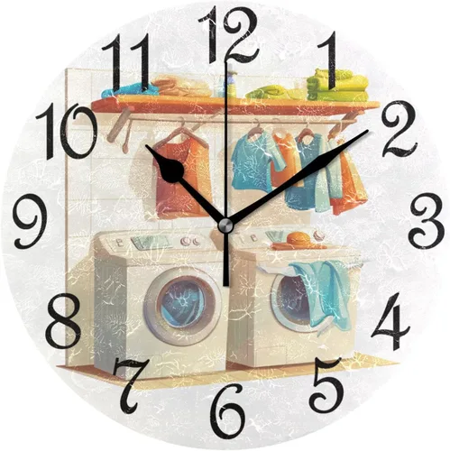 Miniatura 38 de Reloj de pared rústico retro con puerta de granero de madera, marrón, azul, funciona con pilas, silencioso, sin tictac, 10 pulgadas, reloj de mesa