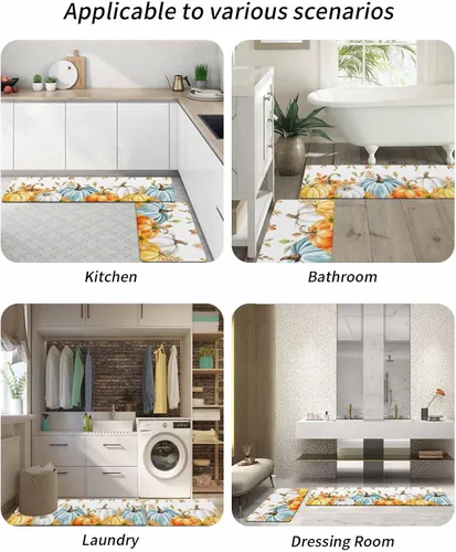 Miniatura 6 de Tapete de baño de eucalipto y calabaza para bañera, antideslizante, de secado rápido y absorbente, de tierra de diatomeas, tapete lavable de cocina