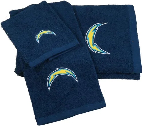 Northwest Los Angeles LA Chargers - Juego de toallas bordadas de 3 piezas, incluye toalla de baño, toalla de mano y toallita