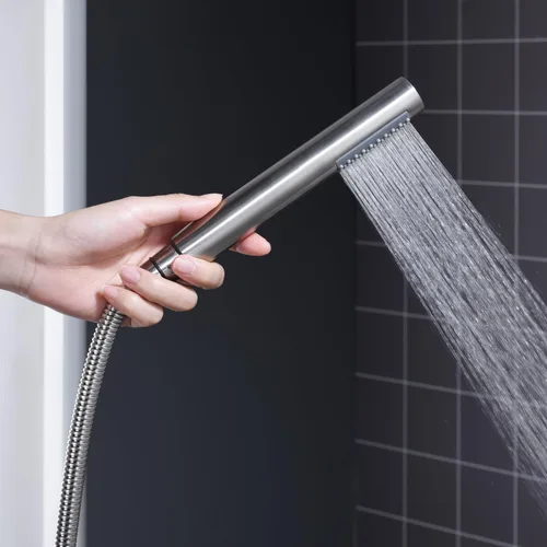 Miniatura 6 de Grifo de Bañera Independiente Relleno de Tina Grifo de Bañera de Montaje en Piso de Níquel Cepillado Manija Única Grifo de Latón con Ducha de Mano