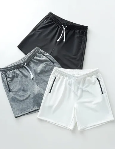 Miniatura 2 de Liberty Imports Paquete de 3 pantalones cortos deportivos para hombre, pantalones cortos deportivos casuales con bolsillos con cremallera, ropa