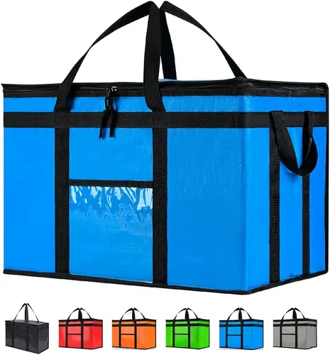 Miniatura 41 de Bolsa de enfriador XXL aislada y calentador de alimentos de NZ home para entrega y compras de comestibles con cremallera superior, color rojo