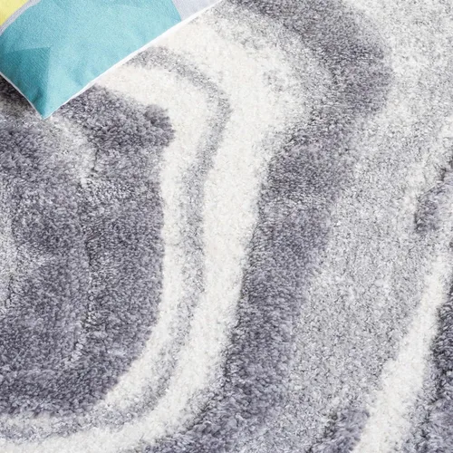 Miniatura 5 de SAFAVIEH Hi-Lo Shag Collection - Alfombra para pasillo, 2 pies 2 pulgadas x 8 pies, color gris y gris claro, diseño abstracto, no desprende pelusa