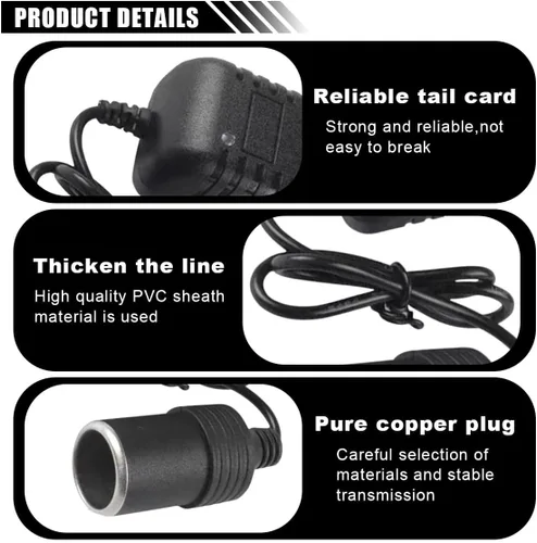 Miniatura 3 de Convertidor de CA a CC, 100-240V a 12V DC, adaptador para toma de encendedor de cigarrillos de coche, 2A 24W, fuente de alimentación CA/CC
