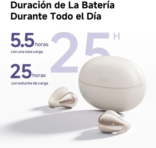 Miniatura 6 de QCY Crossky C30 Auriculares de oído abierto inalámbricos Bluetooth, auriculares de clip con 4 micrófonos ENC de cancelación de ruido, ajuste Blanco