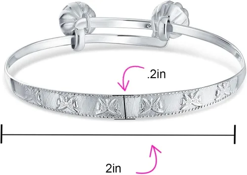 Miniatura 4 de Personalize Jingle Bells ABC Números Mariposa Pulsera Pequeña Muñeca 6.5 Pulgadas 925 Campanas Ajustables de Plata de Ley 925 Están Chapadas