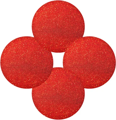 Miniatura 2 de Juego de 4 manteles individuales redondos de lentejuelas rojas con purpurina roja, juego de 4 manteles individuales de 15.4 pulgadas para cocina