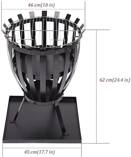 Miniatura 7 de Estufas de leña con gancho, hogueras de metal alto negro para exteriores, para patio, jardín, campamento, playa, picnic, 18 x 24.4 pulgadas