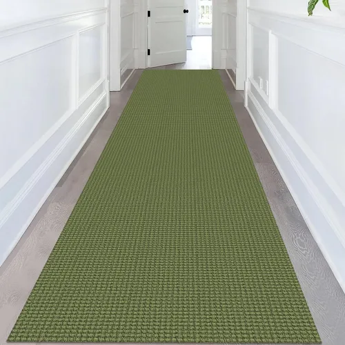Miniatura 15 de KOZYFLY - Tapetes de pasillo, lavables, con respaldo de goma antideslizante, tapete de algodón para pasillo interior, entrada, puerta trasera, Verde