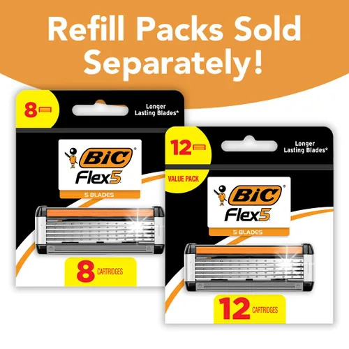 Miniatura 8 de BIC Flex 5 - Maquinillas de afeitar recargables para hombres, repuestos de maquinillas de afeitar de larga duración con 5 cuchillas para un afeitado