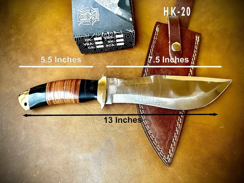 Miniatura 6 de Cuchillo grande forjado hecho a mano de 13 pulgadas, cuchillo de hoja fija, cuchillo Bowie de espiga completa, cuchillo de caza, cuchillo