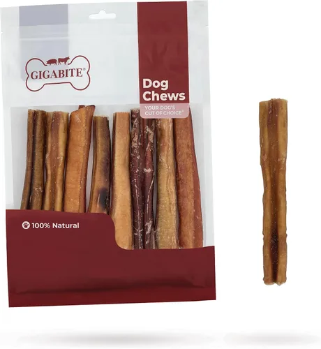 Miniatura 12 de GigaBite Bully Sticks - Golosinas masticables para perros totalmente naturales, sin olor y cuero crudo, masticables de larga duración con alto