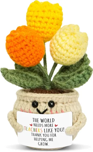 Miniatura 9 de OASSIE Regalos de agradecimiento para mujeres – Mini tulipán positivo de apoyo emocional de ganchillo – Graduación de fin de año, regalos de Sunny
