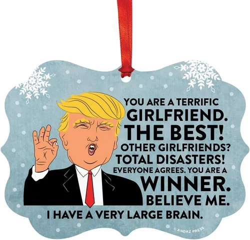 Miniatura 43 de Andaz Press Divertido presidente Donald Trump Fancy Frame Recuerdo Adorno de Navidad Regalo de mordaza, Perra fantástica, 1 paquete, ideas de regalo