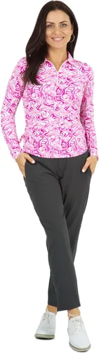 Miniatura 6 de IBKUL Athleisure Wear - Polo de manga larga con protección solar UPF 50+ Icefil Cooling Tech Kinsley Print de longitud ajustable - 48485
