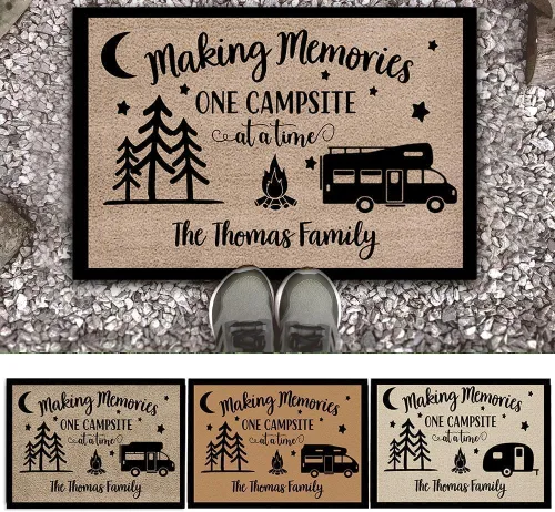 Miniatura 8 de Tapete personalizado de bienvenida a nuestro campamento, accesorio de campamento al aire libre con nombre de la familia, tapete antideslizante e