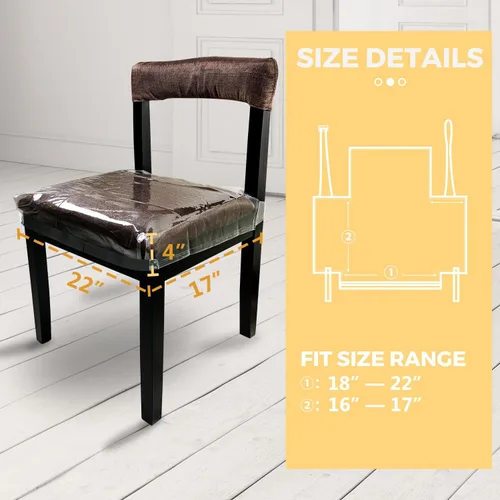Miniatura 2 de Paquete de 2 fundas de plástico grandes para sillas de comedor, protectores de asiento transparentes con correa de cinturón ajustable para asientos