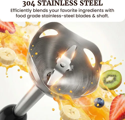 Miniatura 3 de Elite Gourmet EHB1015 - Batidora de mano de inmersión 500 vatios, 2 velocidades de mezclado con cuchillas de acero inoxidable, varilla desmontable