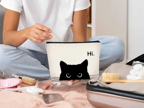 Miniatura 8 de Regalos de Gatos - Pequeña bolsa de maquillaje, bolsa de cosméticos para amantes de los gatos, bolsa de maquillaje para adolescentes y mujeres, cat 1