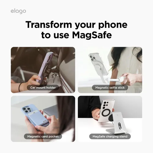 Miniatura 5 de elago Anillo magnético compatible con accesorios MagSafe, paquete de 2 anillos magnéticos para iPhone 17/16/15/14/13/12/11, serie Galaxy, guía