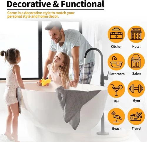 Miniatura 8 de Toallas de Baño de Mano de Microfibra, Paquete de 6 de 25 x 15 pulgadas Toallas de Mano Grises para Baño, Multiusos de Secado Rápido Sin Pelusas